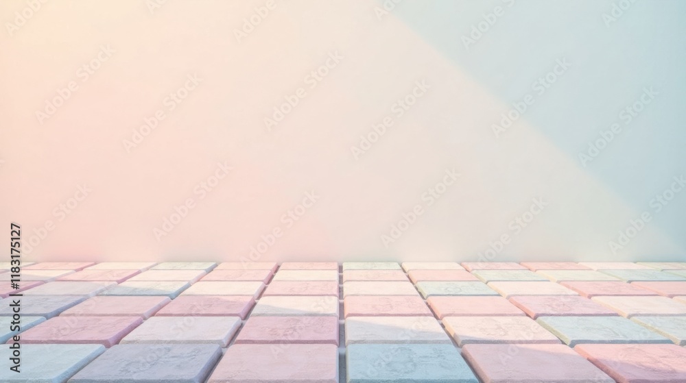 Aufkleber pastel-colored tiles and a soft wall background for design projects