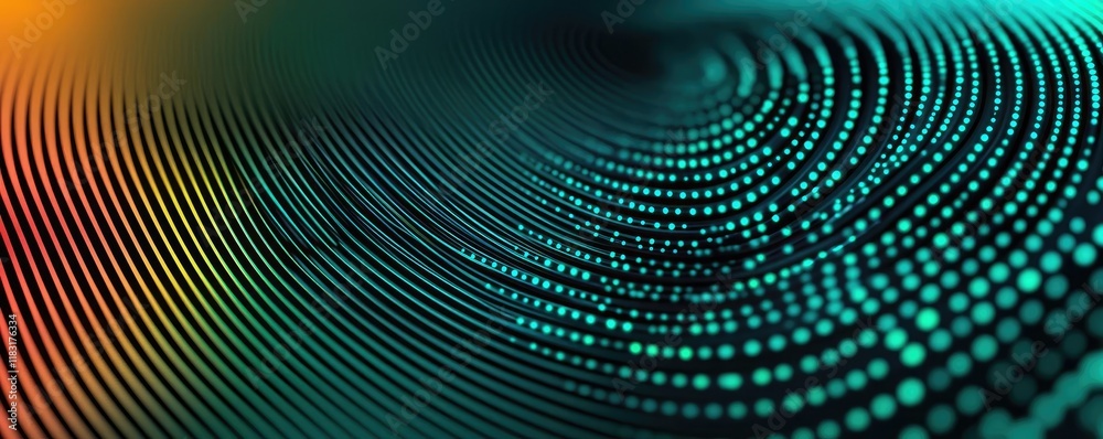 Aufkleber Dots abstract background idea. Vibrant abstract digital pattern with flowing lines and circular shapes in vivid colors.