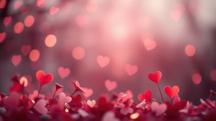 Romantic background with hearts.