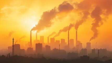 City skyline and the air pollution, global warming concept