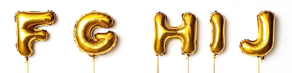 Obraz premium The letters F, G, H, J are made of gold balloons