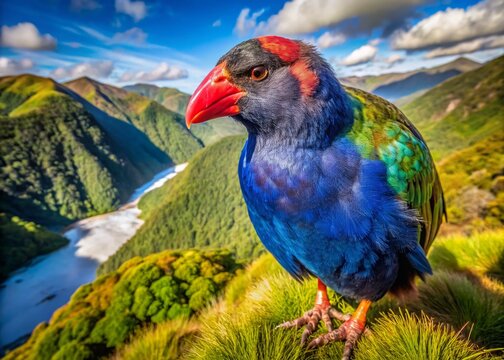 Majestic Takahe Profile: Drone Photography of New Zealand's Endemic Bird