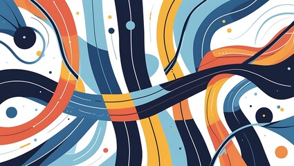 Obraz premium Abstract Colorful Swirling Lines and Shapes Design