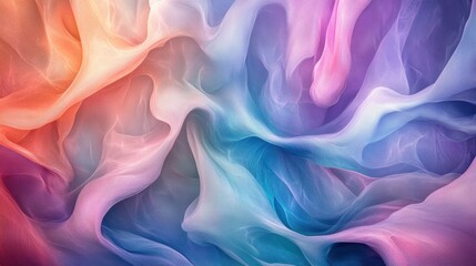 Obraz premium Flowing waves in vibrant pastel colors with glowing gradient lights, offering a soft yet dynamic abstract design