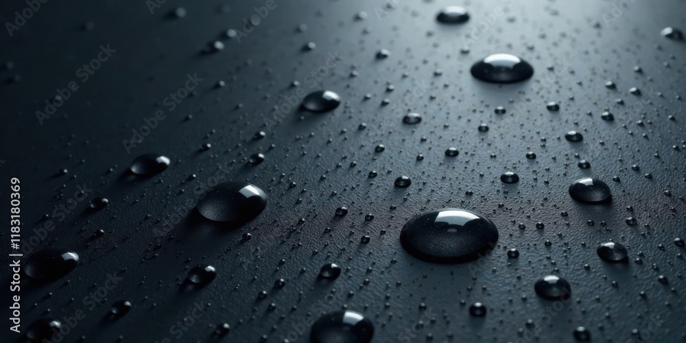 Poster dark surface with water droplets abstract texture background