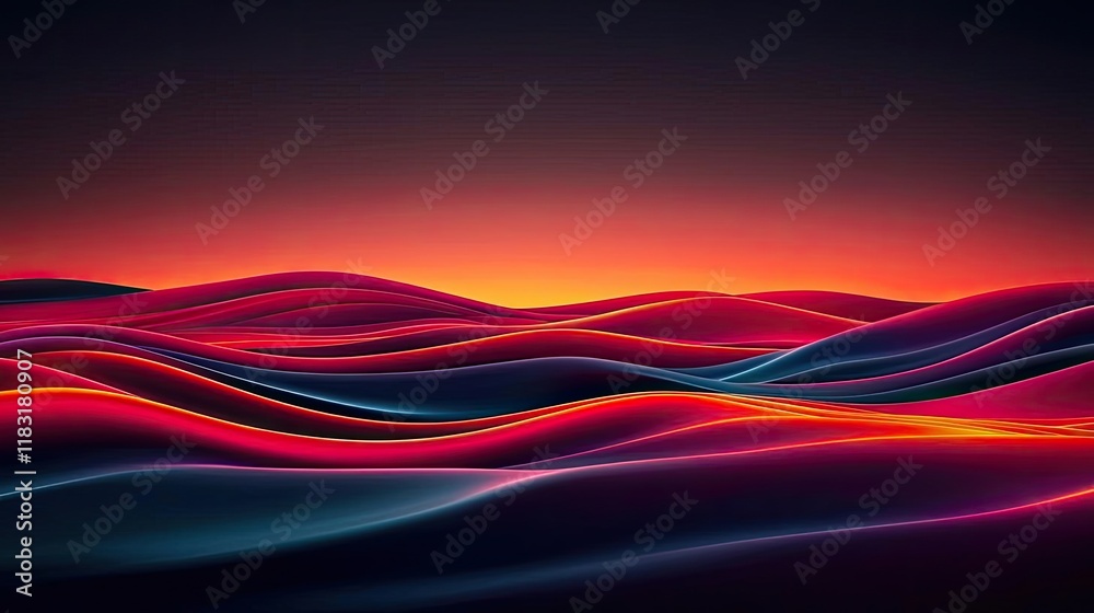 Poster fire abstract background concept. vibrant abstract landscape with flowing waves in colors of red, or