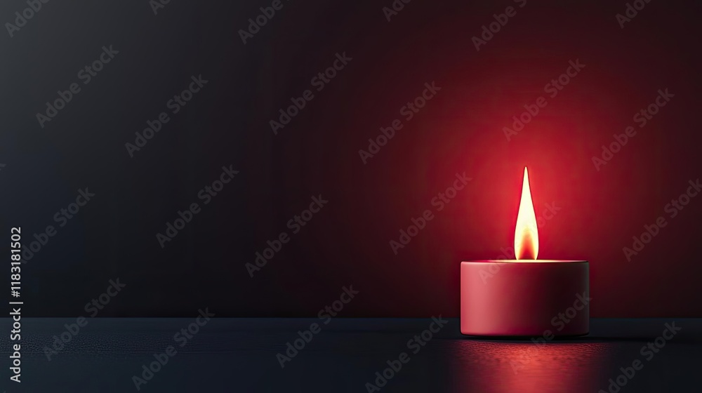 Poster Fire abstract background concept. A serene candle flame illuminating a dark background, creating a calming atmosphere.