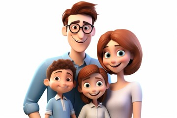 Smiling cartoon family adult.