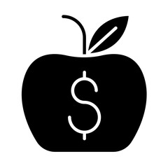 Apple money icon in glyph style