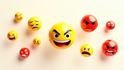 Obraz premium Yellow and Red Emojis Displaying Various Emotions