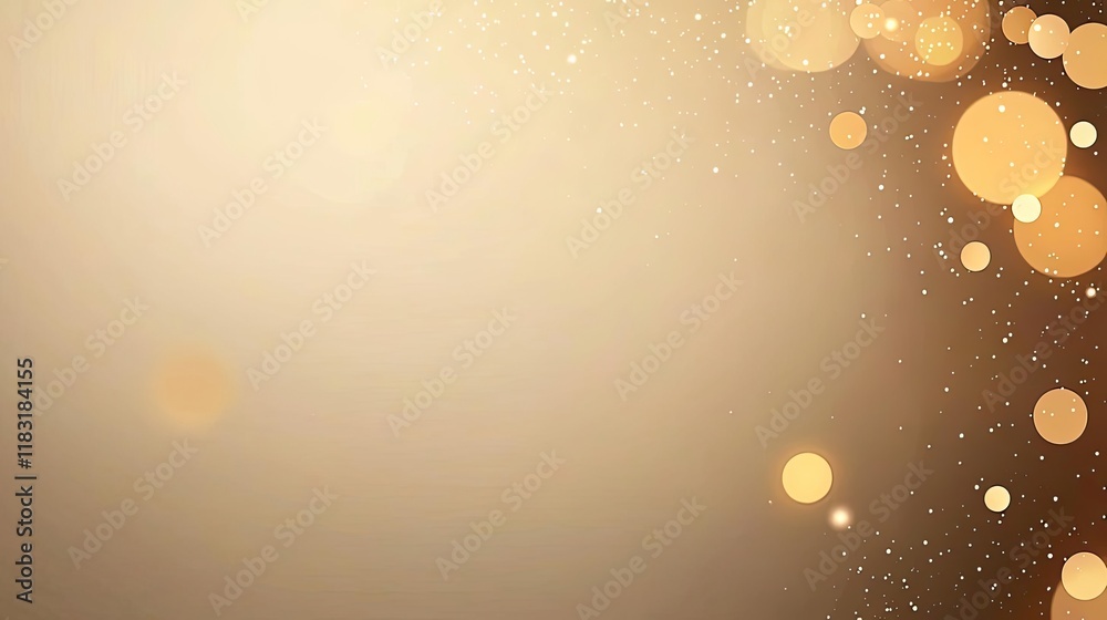 Poster Dots abstract background idea. Beautiful golden bokeh background with soft lights and warm tones for creative projects.