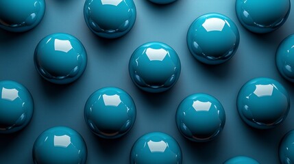 Teal spheres arranged in a repeating pattern on a blue background.