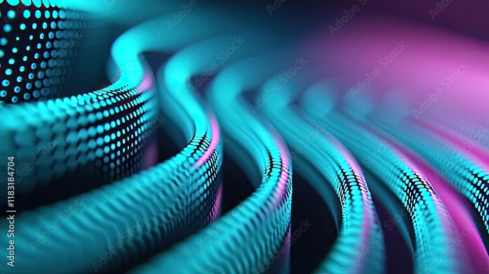 Poster Dots abstract background idea. Abstract wave pattern with vibrant neon colors creating a dynamic visual effect.