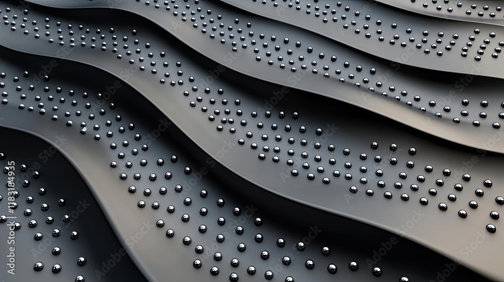 Poster Dots abstract background idea. Close-up of a modern textured surface with waves and raised dots, showcasing architectural design.