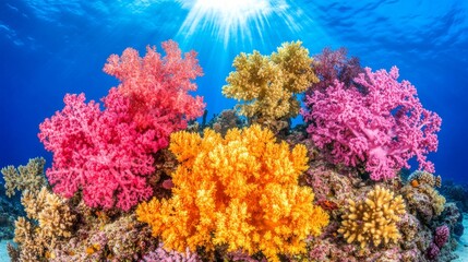Naklejka premium Vibrant Coral Reef Ecosystem Underwater Paradise