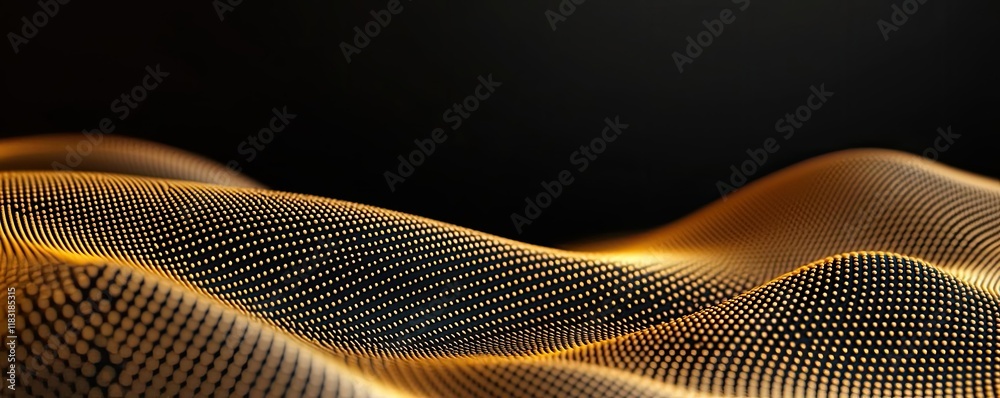 Poster Dots abstract background idea. Abstract golden waves create a mesmerizing and elegant digital background.