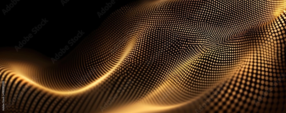 Aufkleber Dots abstract background idea. Abstract golden waves creating a dynamic flow pattern on a black background.