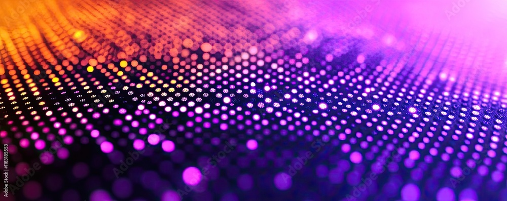 Poster Dots abstract background idea. Abstract digital pattern with vibrant dot design in purple and orange hues.