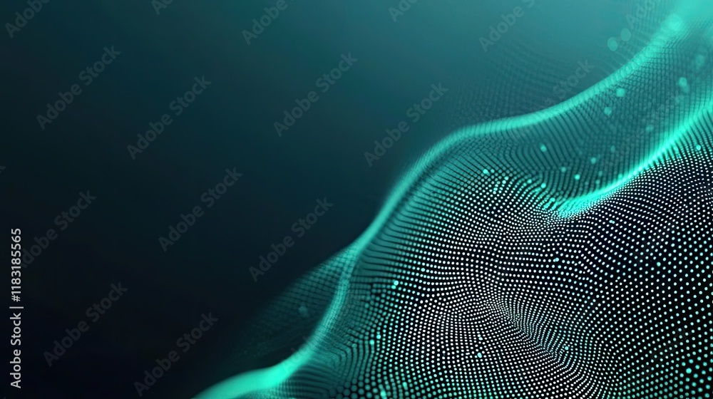 Poster Dots abstract background idea. Abstract digital wave with glowing dots, creating a futuristic visual effect.