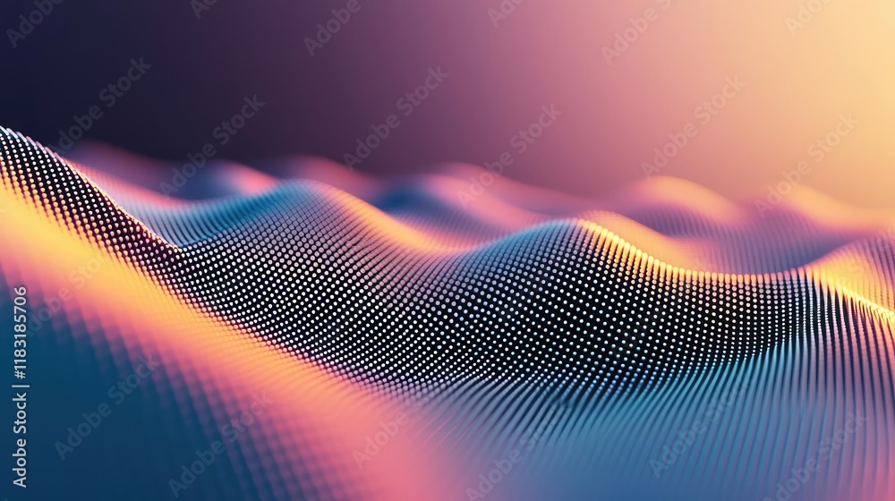 Poster Dots abstract background idea. Abstract digital waves create a vibrant and dynamic flowing background with gradient texture.