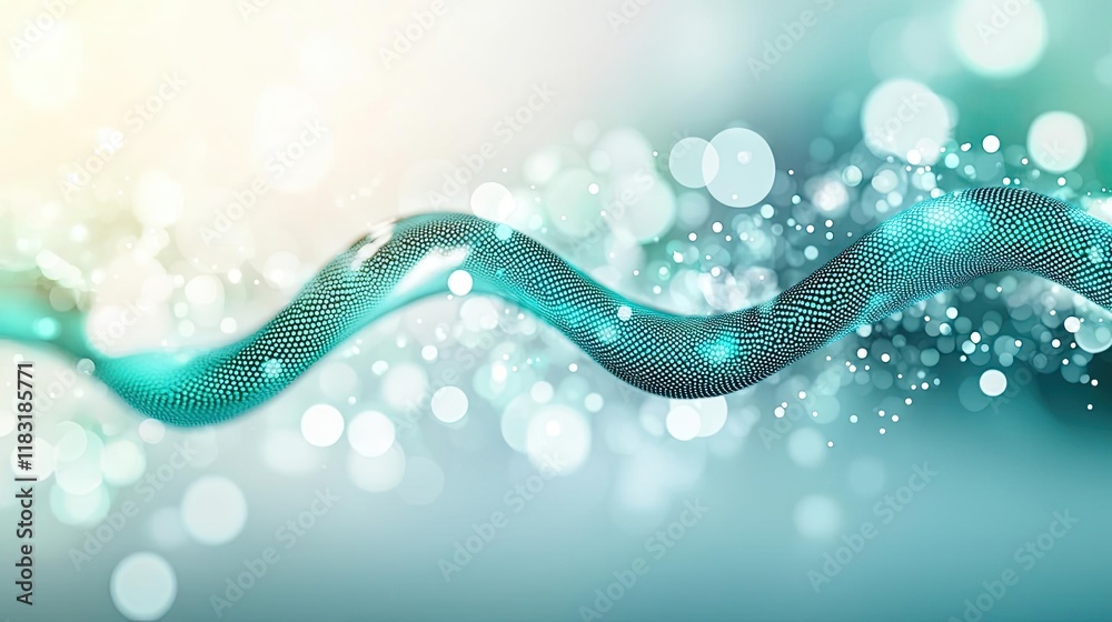 Aufkleber Dots abstract background idea. Abstract wavy background with glowing bokeh effects in teal and soft white shades.