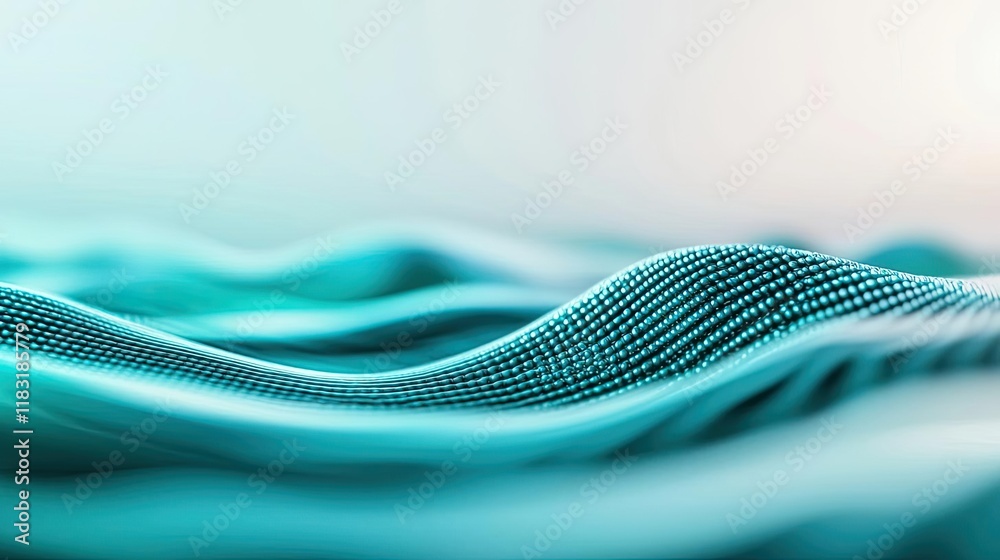 Aufkleber Dots abstract background idea. Abstract wave patterns with a smooth turquoise gradient conveying depth and fluidity.