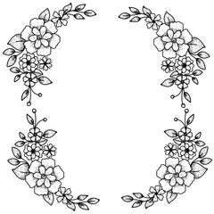 Flower wreath line art border