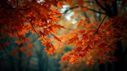Futuristic sci-fi styled image of autumnal maple trees in a park. Electric vivid colors, advanced technology, space elements, bokeh background, copyspace