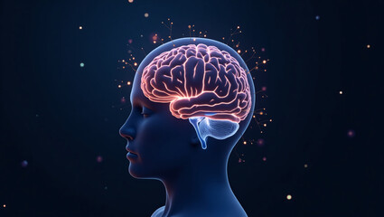 Obraz premium Digital Human Brain with Neural Connections