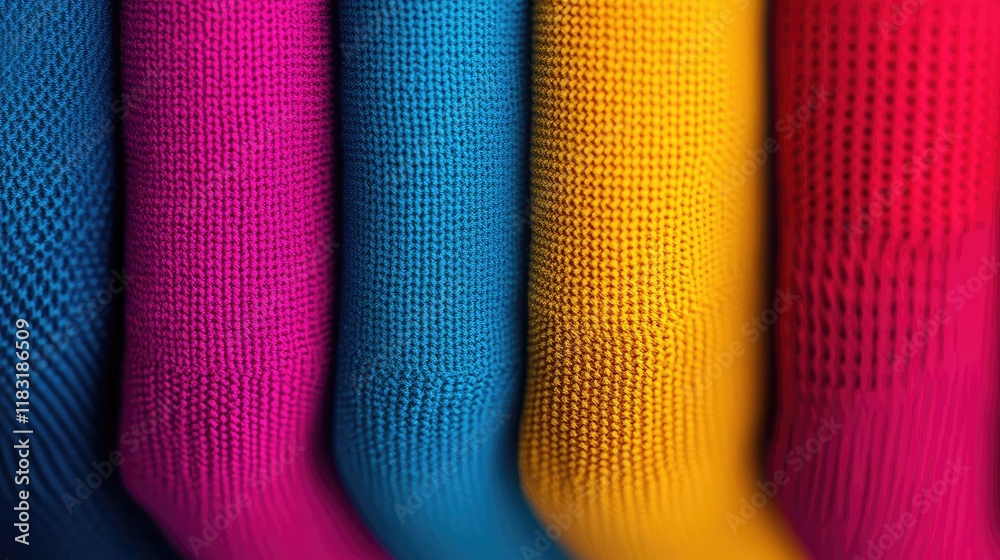 Poster dots abstract background idea. vibrant colored fabrics stacked together, showcasing texture and vivi
