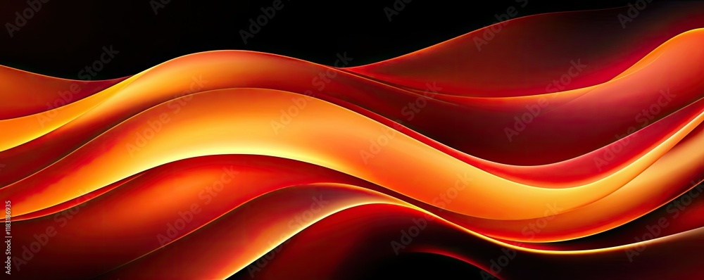 Poster Fire abstract background concept. Vivid and flowing abstract design with warm orange and red hues in wave patterns.