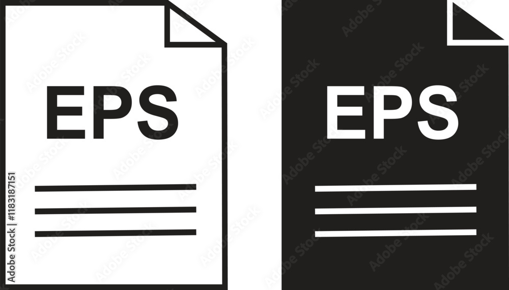 Wall mural eps file icon set. eps file type symbol. file eps format icon in black filled and outlined style iso