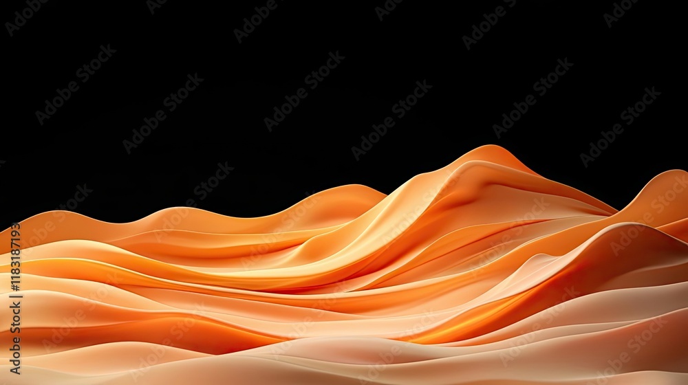 Poster Fire abstract background concept. Abstract orange waves create a mesmerizing visual flow on a dark background.