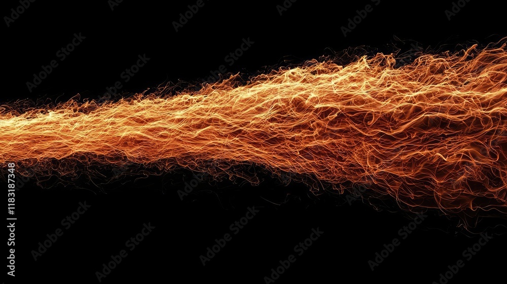 Poster fire abstract background concept. dynamic flow of vibrant orange flames against a black background, 