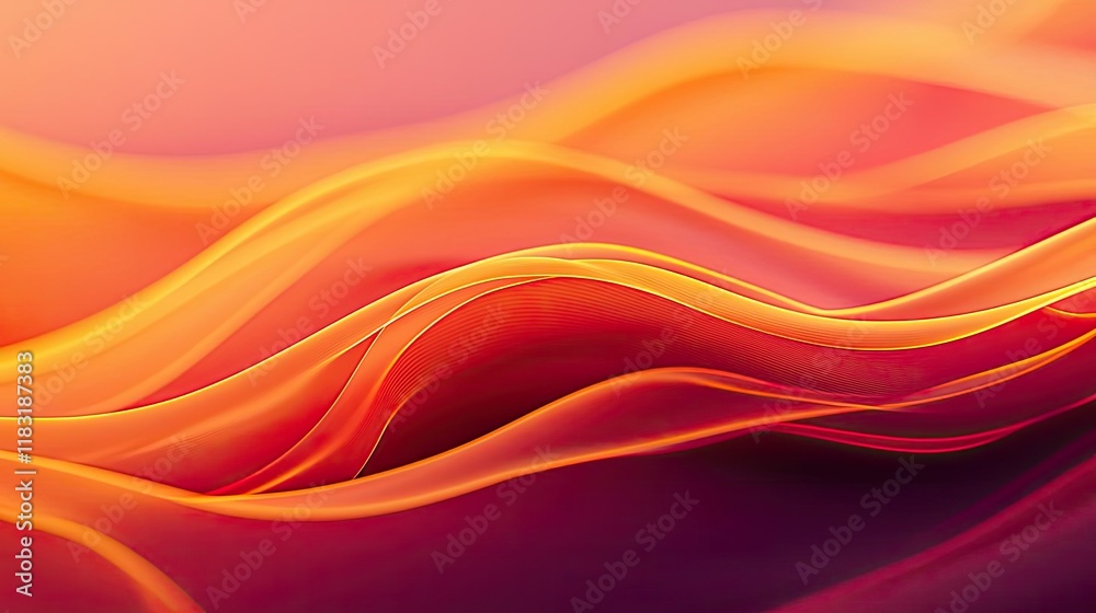 Poster Fire abstract background concept. Vibrant waves of orange and purple create a fluid and abstract background.