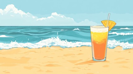 Summer Beach Cocktail: A Tropical Getaway Illustration