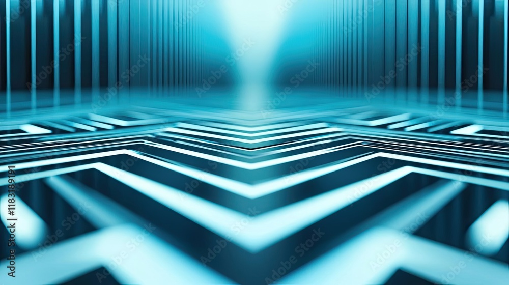 Poster Floor abstract background concept. Abstract technological background with glowing lines and geometric patterns.