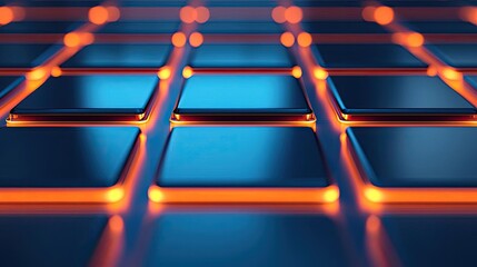 Obraz premium Floor abstract background concept. Close-up view of illuminated squares in vibrant colors showcasing modern design.