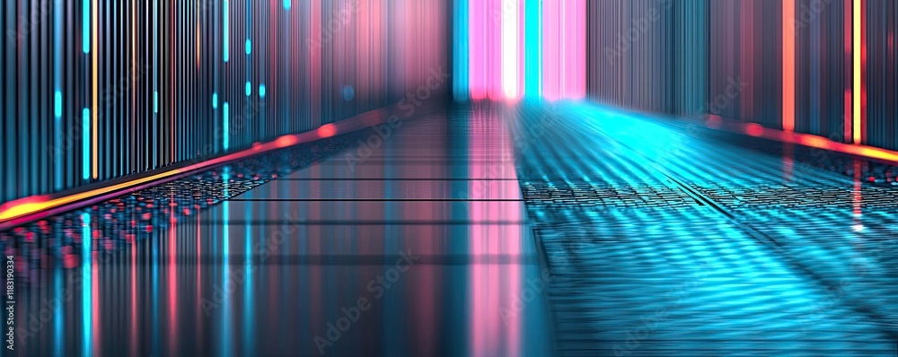 Poster Floor abstract background concept. Futuristic neon lines create an abstract background for digital designs and presentations.