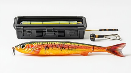 Vibrant fishing bait showcase high fidelity lakefront equipment