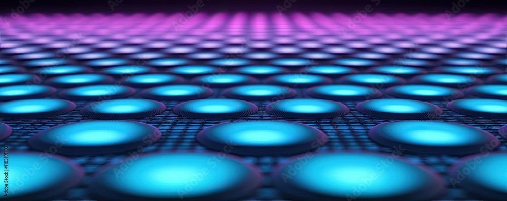 Aufkleber Dots abstract background idea. Abstract pattern with glowing blue circles on a vibrant background.