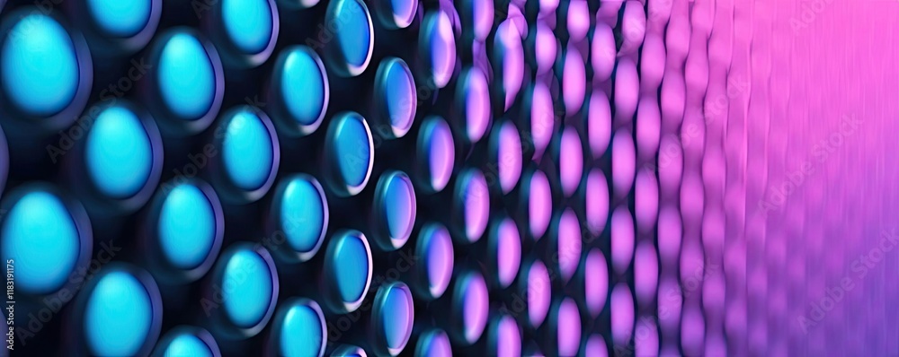 Poster Dots abstract background idea. Abstract colorful pattern with blue and purple circles on a dark background.