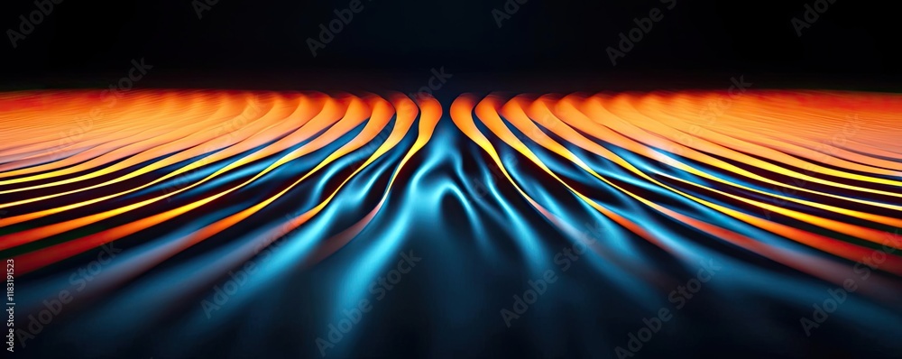Aufkleber Floor abstract background concept. Abstract wave patterns in vibrant blue and orange hues create a captivating visual.