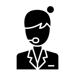 Woman call center icon in glyph style