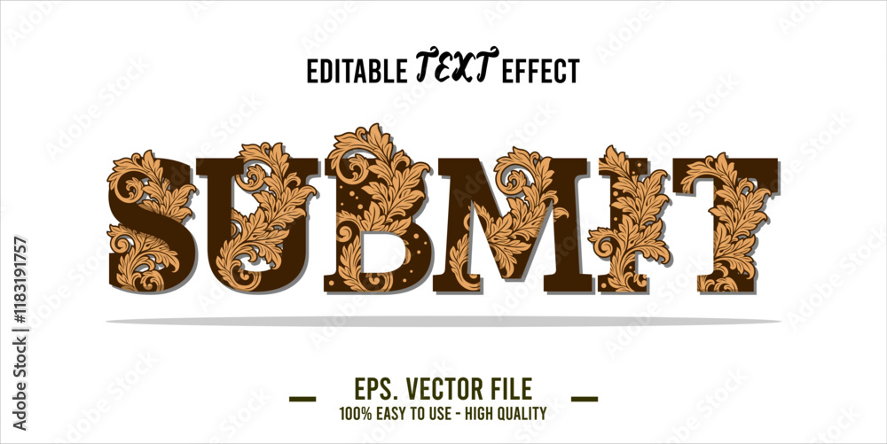 Fototapete typography SUBMIT word art illustration, editable text effect, eps file format	