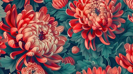 chrysanthemum seamless pattern wallpaper