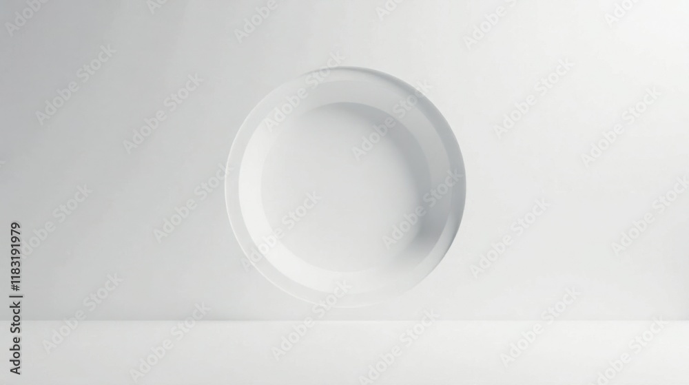 Aufkleber Abstract White Circular Recessed Panel Design in a Minimalist Setting
