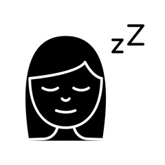 Sleeping woman icon in glyph style
