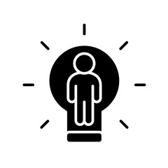 Human in bulb icon in glyph style