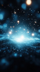 mesmerizing cosmic scene with glowing blue particles